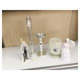 SILVER COLORED CANDLE HOLDERS, LADY & GENTLEMAN