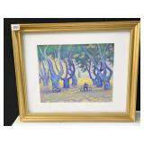 PRINT FRAMED MAN ON BENCH IN PARK 23 X 19, PAUL
