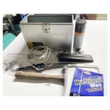 METAL FILE BOX, CANDLE MAKING WAX, WOOD SAW, ETC.