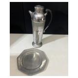 PEWTER PLATE, CHROME CRAFT PITCHER