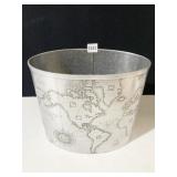ALUMINUM WORLD GLOBE WASTE BASKET BY ARTHER ARMOR