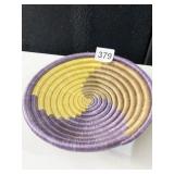 AZIZI WOVEN BOWL, PURPLE, YELLOW & BROWN, HAND