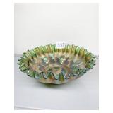 VINTAGE IRIDESCENT GREEN CARNIVAL GLASS