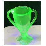 FOSTORIA VASELINE ART GLASS VASE 8.5" H