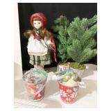 SMALL CHRISTMAS ORNAMENTS, PORCELAIN DOLL