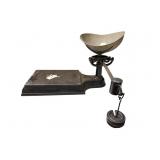 UNMARKED UNION PLATFORM SCALE, CAST IRON, BRASS