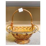 BRIDES BASKET AMBER COLOR OPEN WEAVE EDGE, 10" H
