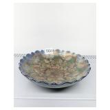 BLUE HOLLY CARNIVAL GLASS BOWL
