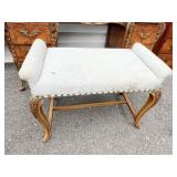 TURNED LEG ROLLED ARM VANITY BENCH