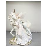 UNICORN WITH FAIRY FIGURINE 11.5" H