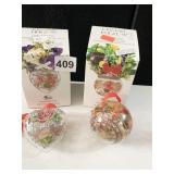 CRYSTAL HEART & BALL ORNAMENTS, 1997