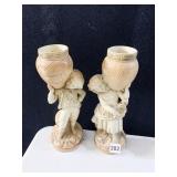MARWAL PAIR OF STATUES GIRL & BOY HOLDING URN