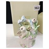 LENOX BLUE RIBBON BUNNY BASKET OB