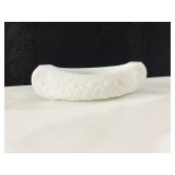 SMITH MILK GLASS CANOE SHAPED TINY CANDLE STICK