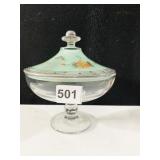 SILVER INLAY CANDY DISH 7" H