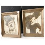 W C FIELDS AND MAY WEST 18" X 13,5 TWO FRAMED