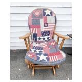 PLATFORM ROCKER W/ PATRIOTIC CUSHIONS, NO SPRINGS