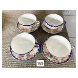 NIPPON COBALT BLUE GEISHA GIRL CUPS & SAUCERS