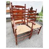 5 MATCHING CHAIRS RUSH SEATS 1 ARMCHAIR