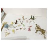 GLASS ANIMALS, 2 WOOD CARVED MICE, MINI CANDLE