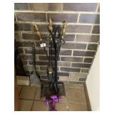 IRON FIREPLACE TOOL SET & HAND WEIGHT SET