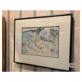 SIGNED DUFY 13 X 17" FRAMED AND MAT PRINT HORSE