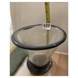 BLACK RIMMED BLOWN GLASS BOWL SIGNED