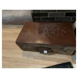 VINTAGE LEATHER COVERED SUITCASE