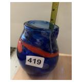 RED & BLUE ART GLASS VASE