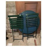 VINTAGE FOLDING WOOD & METAL CHAIRS AND ROUND