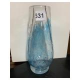 CLEAR BLUE SIGNED BY ARTIST HAND BLOWN VASE