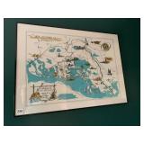 CAMARGUE MAP J. . BERTHIER REPRODUCTION VIBRANT