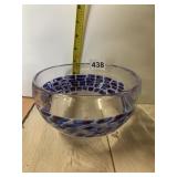 NICE GLASS RED, WHITE & BLUE DESIGNED CLEAR BOWL