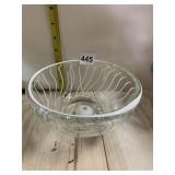 INTERESTING WHITE LINES GLASS BLOWN CANDY DISH