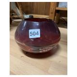 RED GLASS BLOWN GLASS BOWL