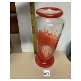 FIERY RED HAND-BLOWN VASE