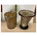 UNIQUE HAND-BLOWN SIGNED VASES GOLD COLORED