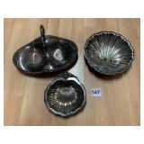 SILVER PLATED SEASHELL DISH & CONDIMENT TRAY