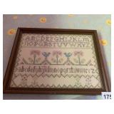 FRAMED NEEDLEPOINTED PIECE 12.5 INCH X 9.5 INCH