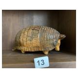 ARMADILLO GLAZED CERAMIC BANK 5 INCHES HIGH AT