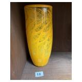 BLOWN ART GLASS VASE 10.5" H YELLOW COLORS