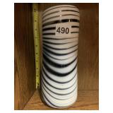 ZEBRA STRIPED SIGNED HAND-BLOWN VASE