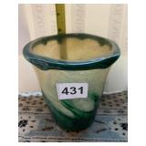 GREEN SWIRLED BOWL HAND SIGNED BY ARTIST