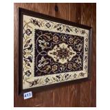 FRAMED NEEDLEPOINT FLOWER DESIGN 18" X 14"