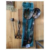 SILVERPLATE SALAD SERVING SET, CANDLE SNUFFER,