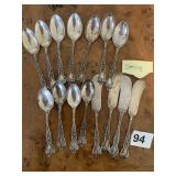 10 STERLING SPOONS AND 4 KNIVES 5.65 TROY OZ.
