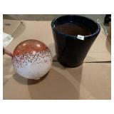 BLOWN GLASS RED & WHITE GLASS GLOBE AND DARK