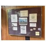 FRAMED WINE LABELS UNDER GLASS 21.5 X16 .5