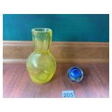 YELLOW DOT DESIGN 6-INCH-HIGH VASE AND MILLEFIORI