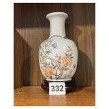 MADE IN JAPAN HAND PAINTED FLOWERED VASE ON STAND